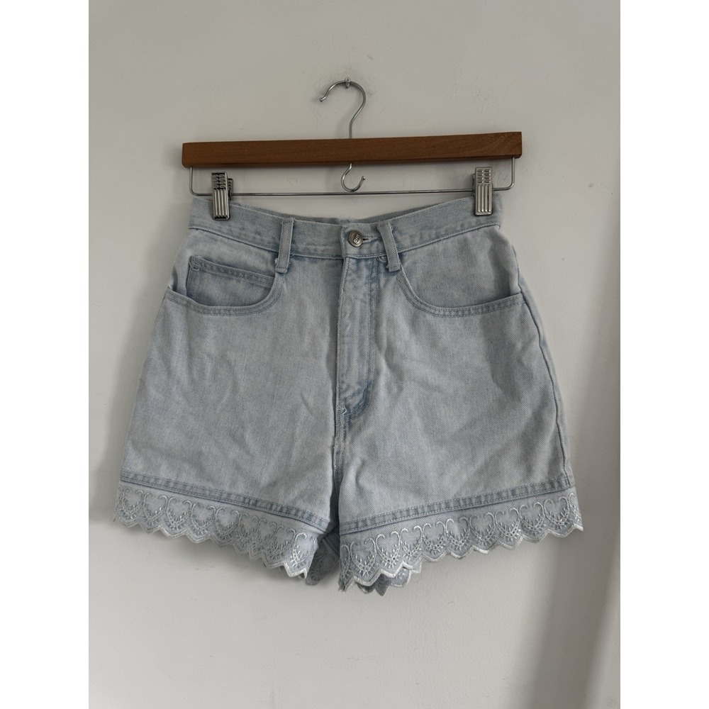 Rio Stephen Mardon Juniors 7 Shorts Mom Jeans High Waist Lace Trim VTG vintage